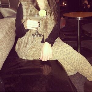 Current/Elliott Tan Leopard Print Skinny Jeans
